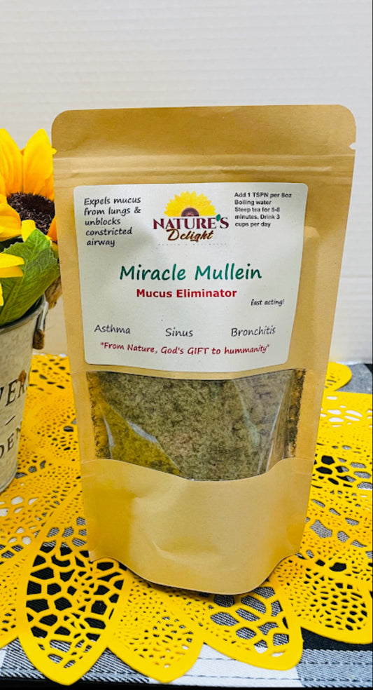 Miracle Mullen Herbal tea and facial steam to expel mucus and free up nasal congestion (respiratory related issues)